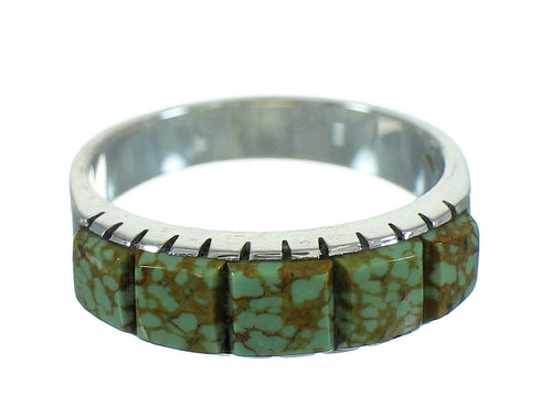 Silver Southwest Turquoise Inlay Jewelry Ring Size 8 AX85062